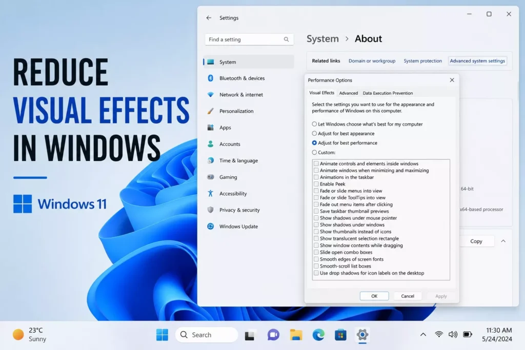 Reduce Visual Effects in Windows 11