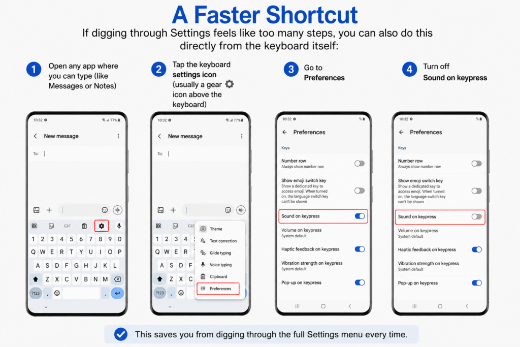 A Faster Shortcut Turn Off Keyboard Sound on Android