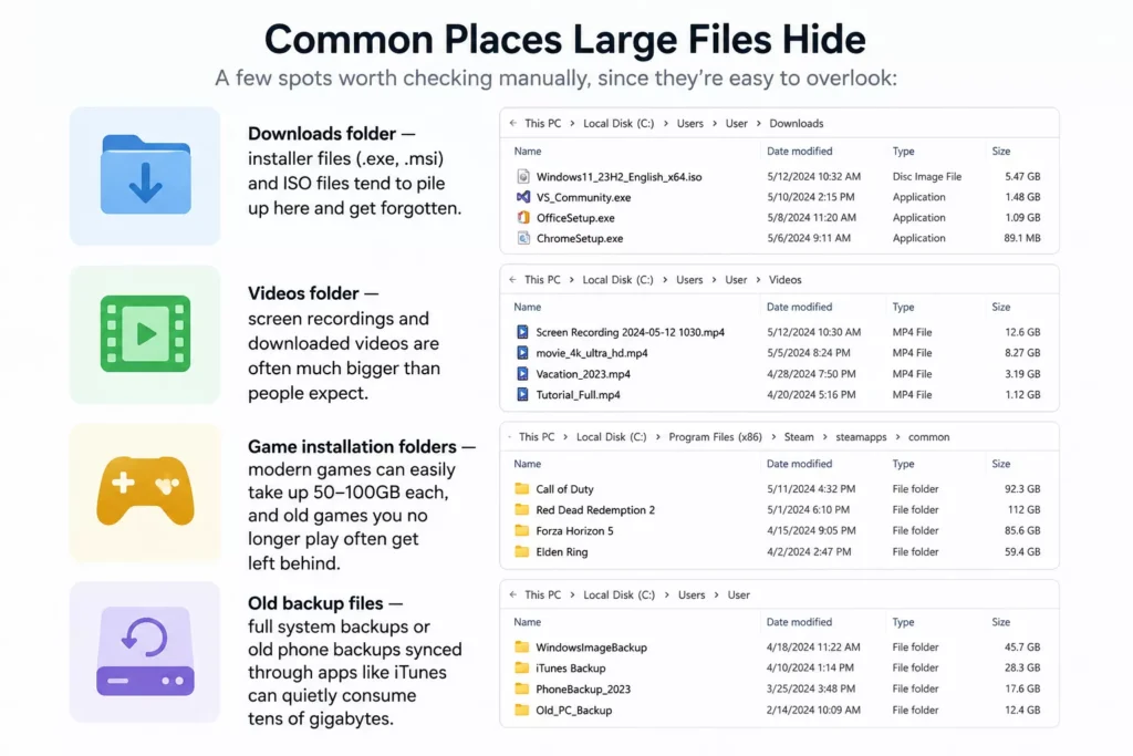Common Places Large Files Hide