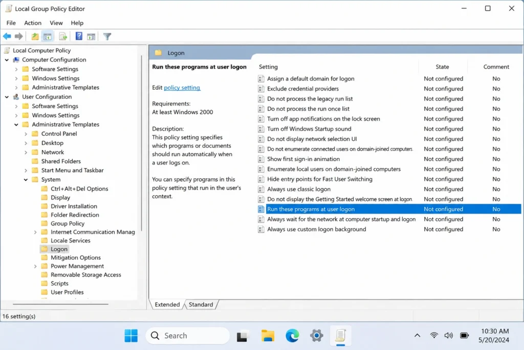 How to Disable Startup Apps Without Task Manager Group Policy Editor (Windows ProEnterprise Only