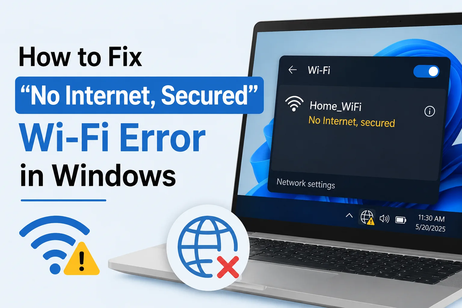 How to Fix No Internet, Secured Wi-Fi Error in Windows