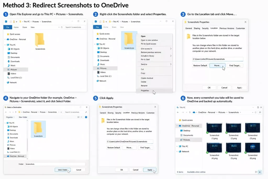 Redirect Screenshots to OneDrive