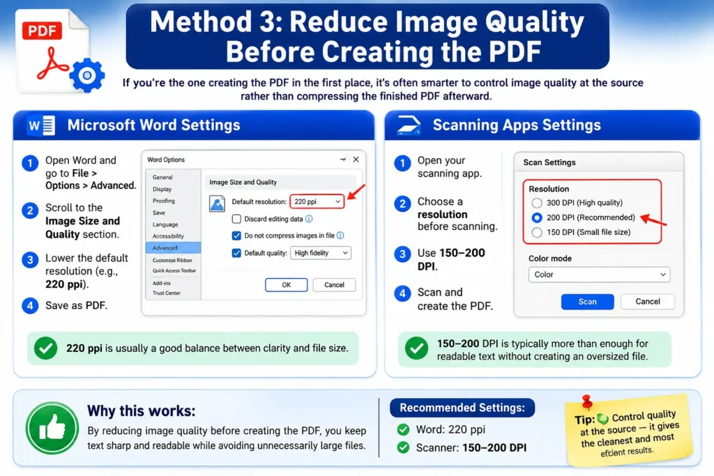 Reduce Image Quality Before Creating the PDF