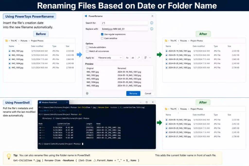 Renaming Files Based on Date or Folder Name