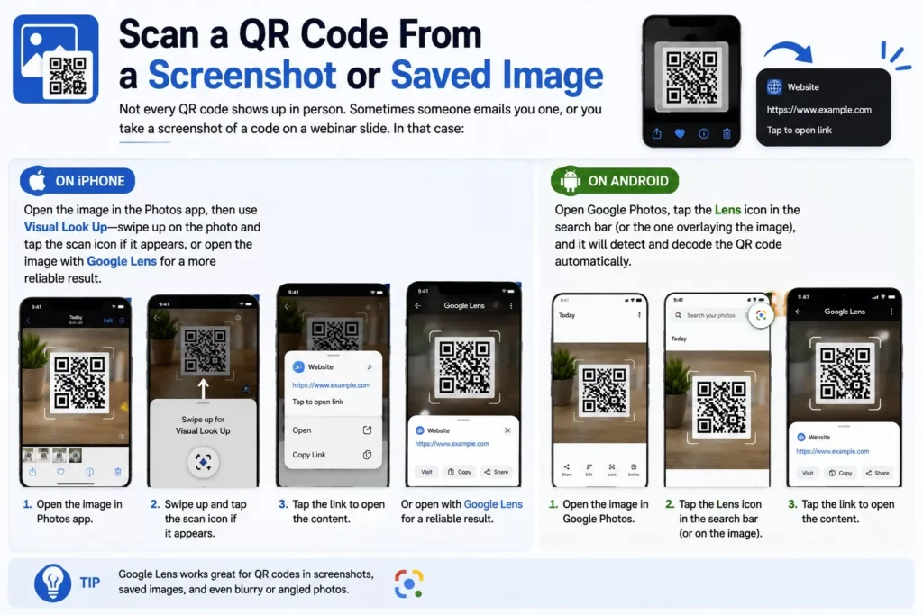 How to Scan QR Codes Without Installing an App Scan a QR Code From a Screenshot or Saved Image