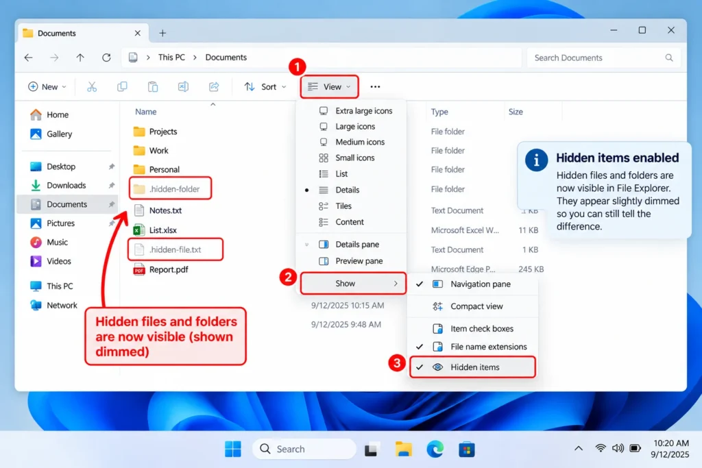 The Straightforward Way File Explorer's View Menu