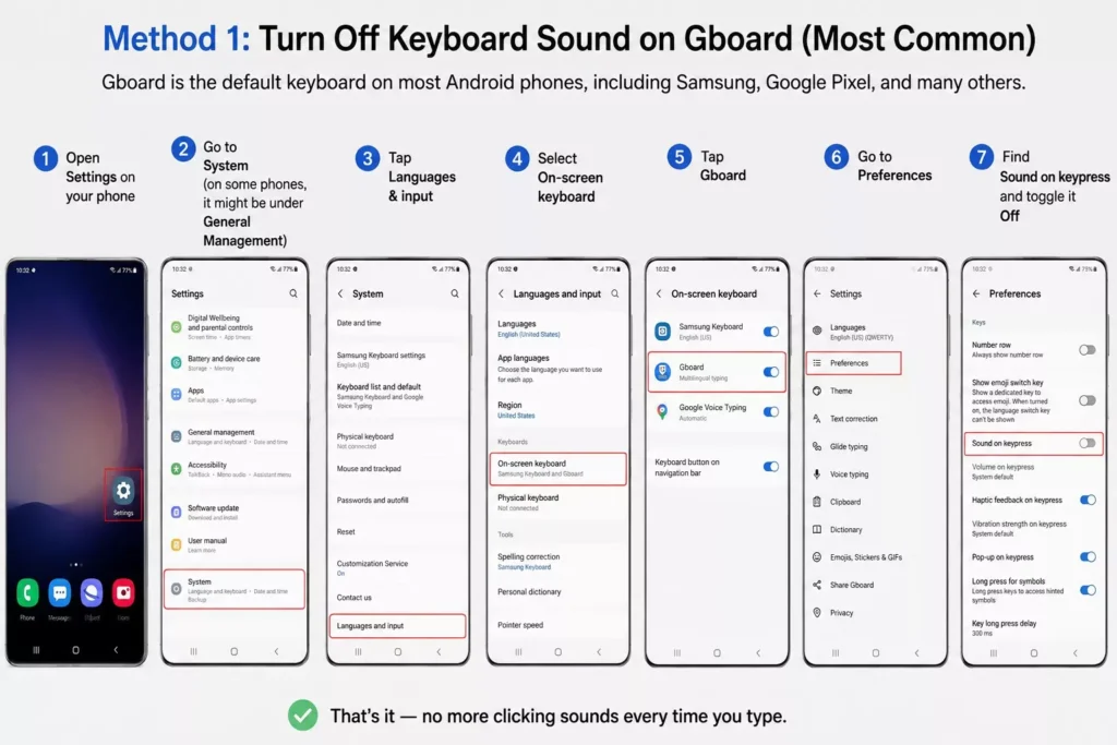 Turn Off Keyboard Sound on Gboard