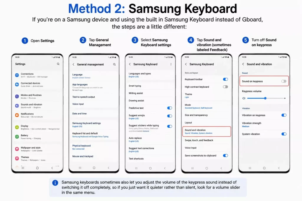 Turn Off Keyboard Sound on Samsung Andriod Mobile