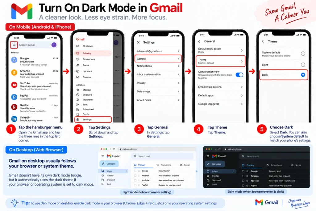 Turn On Dark Mode in Gmail