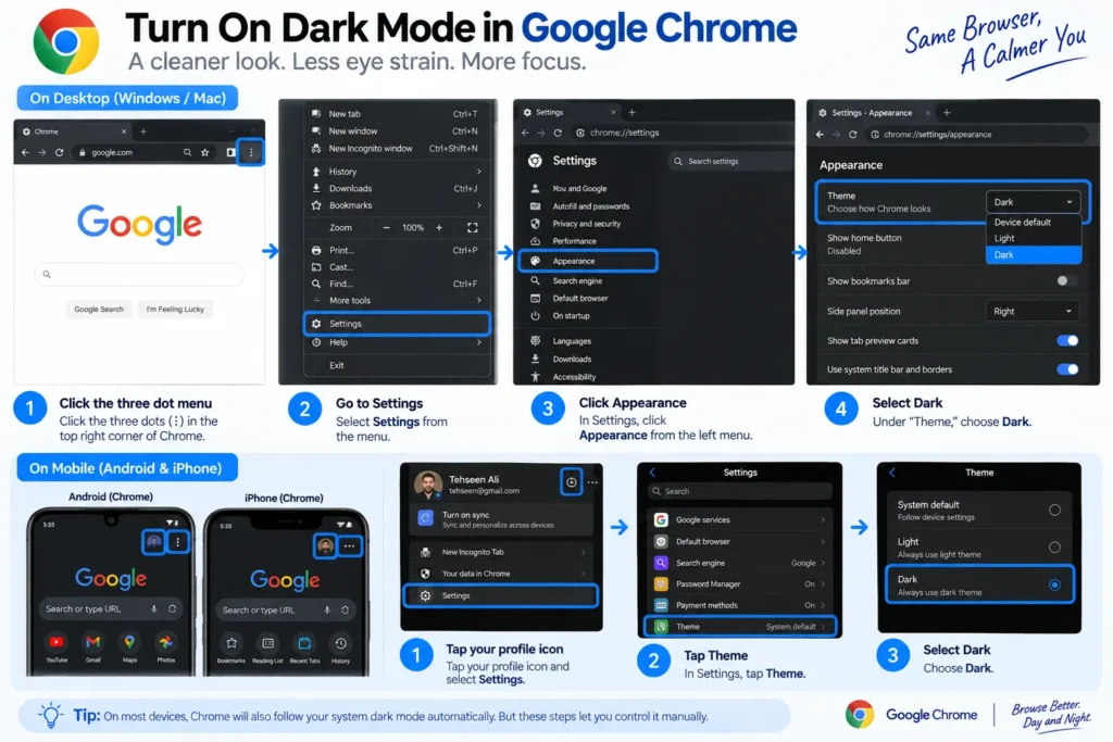 Turn On Dark Mode in Google Chrome