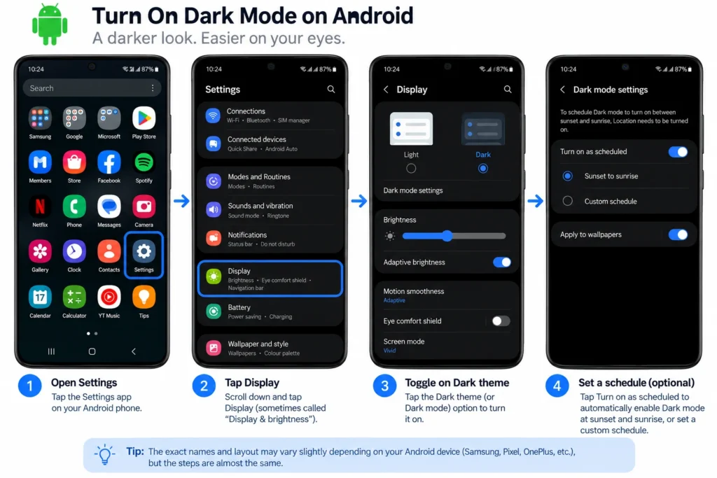 Turn On Dark Mode on Android