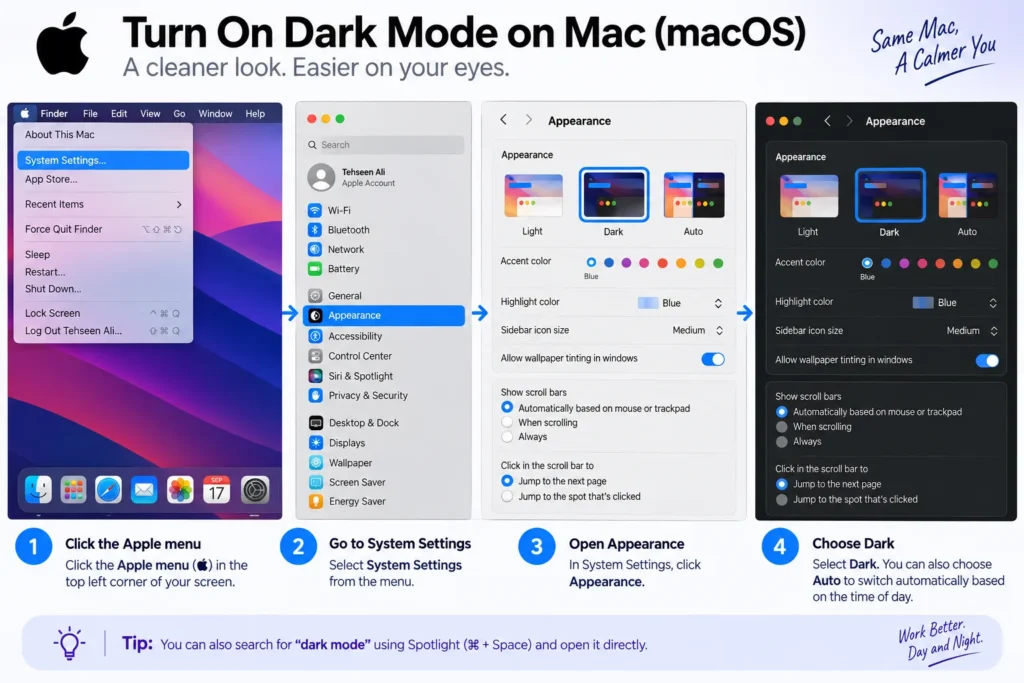 Turn On Dark Mode on Mac