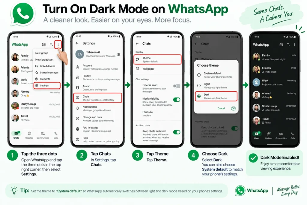 Turn On Dark Mode on WhatsApp