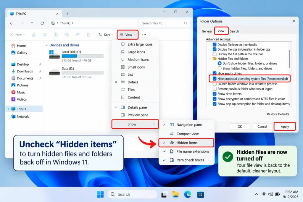 Turning Hidden Files Back Off