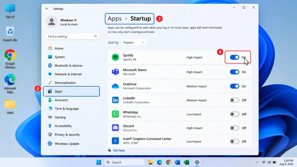 How to Disable Startup Apps Without Task Manager Windows Settings App